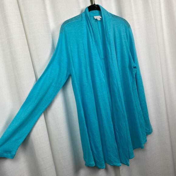 J.Jill Love Linen Light Blue Linen Long Sleeve Cardigan Sz.M - Picture 5 of 10